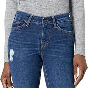 True Religion Women's Jennie Mid Rise with Destroy Skinny Jean